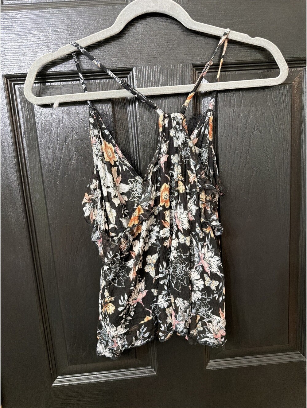 Free People Black Floral Lace Tank Top Size Medium - Picture 4 of 4